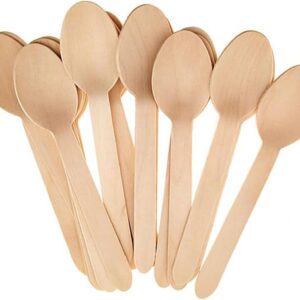 wooden teaspoons eco friendly disposable wooden cutlery 100 pack