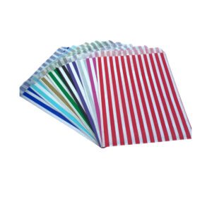 Candy striped paper sweet bags in assorted colours