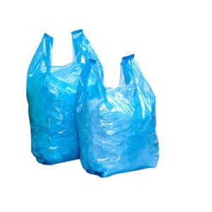 Blue plastic vest carrier bags
