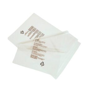 Clear garment bags with warning print