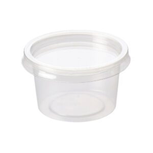Clear plastic sauce pot with lid