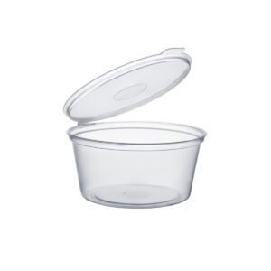 Clear hinged lid sauce pot