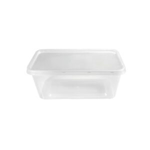 Clear plastic takeaway container with lid