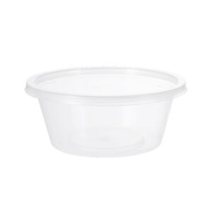 Round clear plastic deli pot with lid
