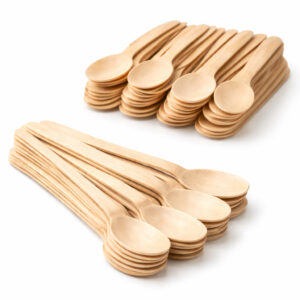 wooden teaspoons eco friendly disposable wooden cutlery 100 pack