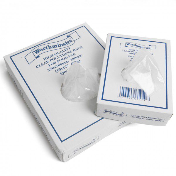 Clear polythene bags in a dispenser box