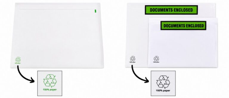 Eco paper documents enclosed pouches printed Documents Enclosed