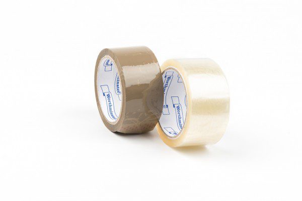 Brown packing tape rolls