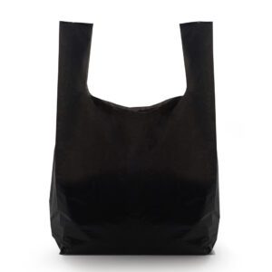 Black plastic vest carrier bag with handles