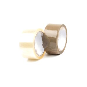 Clear and brown solvent packing tape rolls